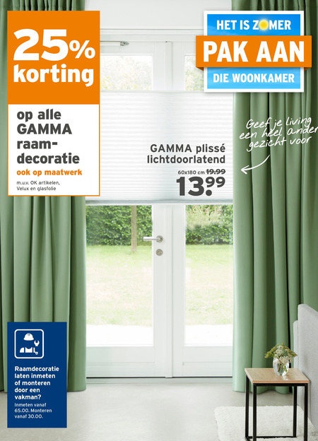 Gamma Huismerk   plissegordijn, raamdecoratie folder aanbieding bij  Gamma - details