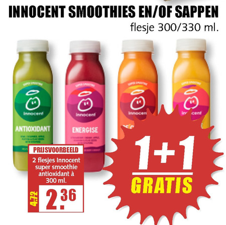 Innocent   vruchtensap, fruitsmoothie folder aanbieding bij  MCD Supermarkt Basis - details