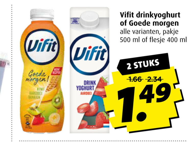 Vifit   drinkyoghurt, vruchtenyoghurt folder aanbieding bij  Boni - details