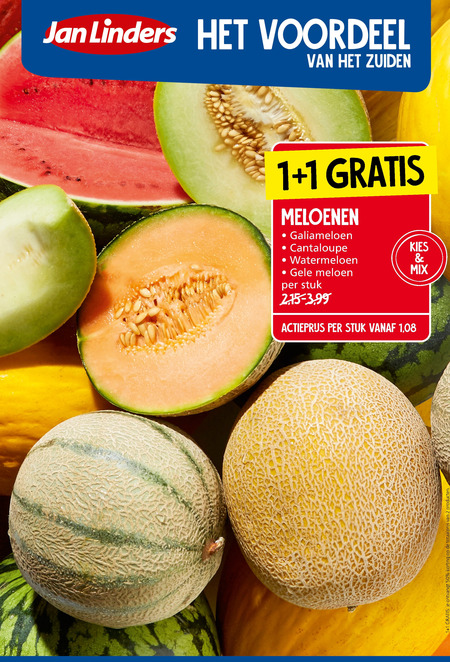 Cantaloupe   watermeloen, meloen folder aanbieding bij  Jan Linders - details