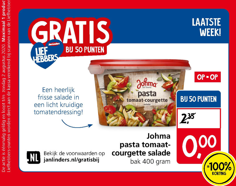 Johma   pastasalade folder aanbieding bij  Jan Linders - details