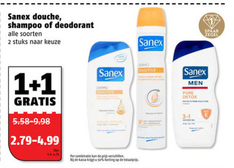 Sanex   deodorant, shampoo folder aanbieding bij  Poiesz - details