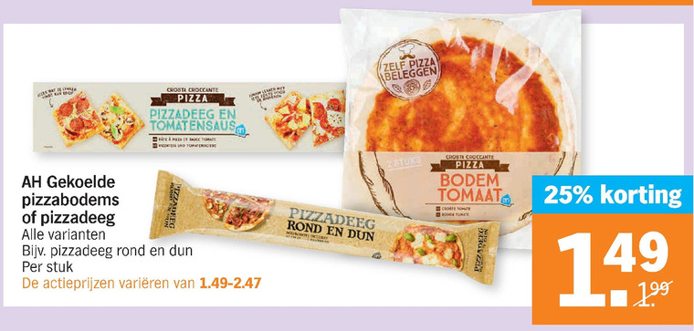 Albert Heijn Huismerk   pizzabodem, pizzadeeg folder aanbieding bij  Albert Heijn - details