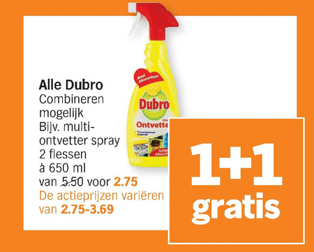 Dubro   ontvetter, afwasmiddel folder aanbieding bij  Albert Heijn - details