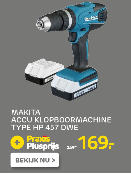 Makita   accuboormachineset folder aanbieding bij  Praxis - details