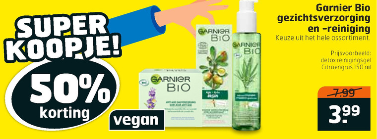 Garnier bio   nachtcreme, gezichtsreiniging folder aanbieding bij  Trekpleister - details