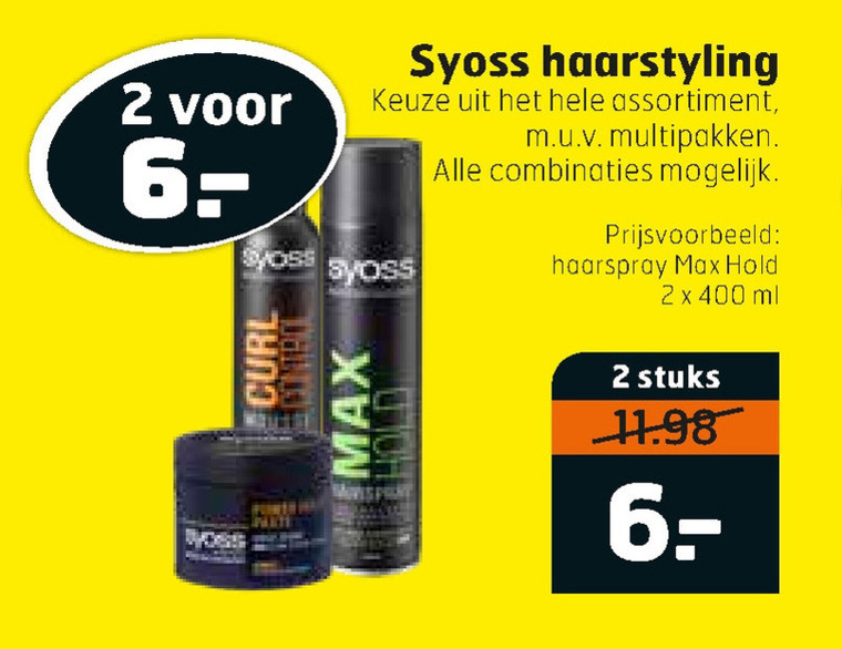 Syoss   hairspray folder aanbieding bij  Trekpleister - details