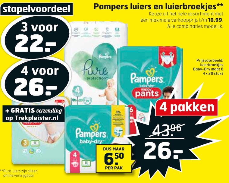 Pampers   luiers, luierbroekjes folder aanbieding bij  Trekpleister - details