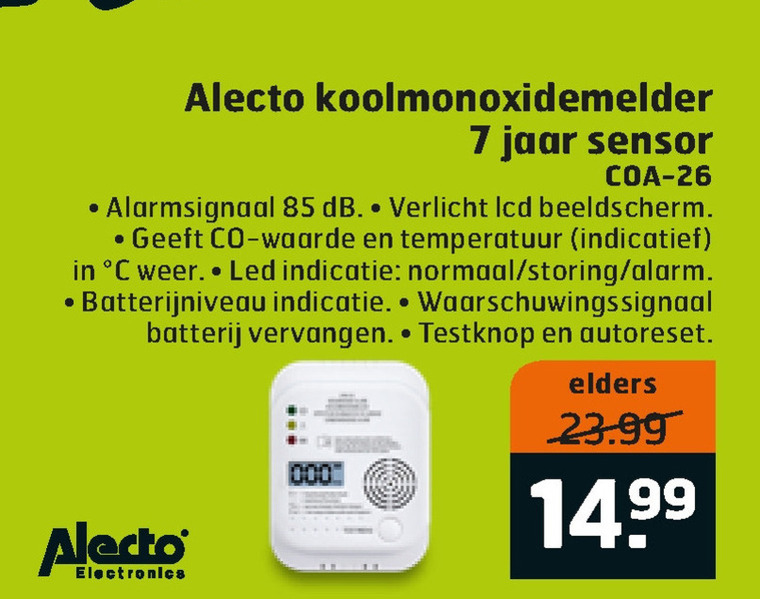 Alecto   koolmonoxidemelder folder aanbieding bij  Trekpleister - details