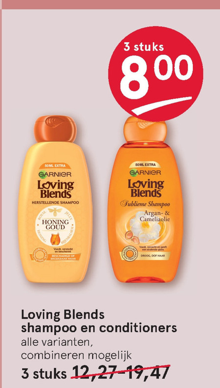 Garnier Loving Blends   shampoo, conditioner folder aanbieding bij  Etos - details