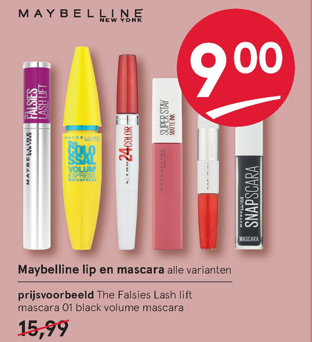 Maybelline   lipstick, mascara folder aanbieding bij  Etos - details