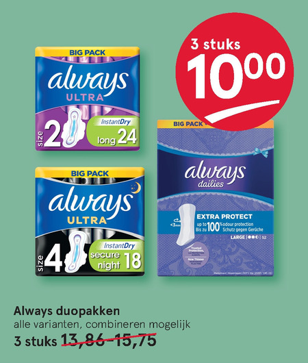 Always   inlegkruisjes, maandverband folder aanbieding bij  Etos - details