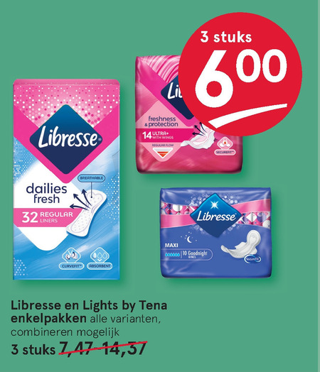 Libresse   maandverband, inlegkruisjes folder aanbieding bij  Etos - details