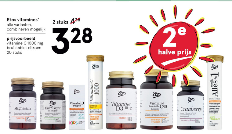 Etos Huismerk   vitamine, multivitaminen folder aanbieding bij  Etos - details