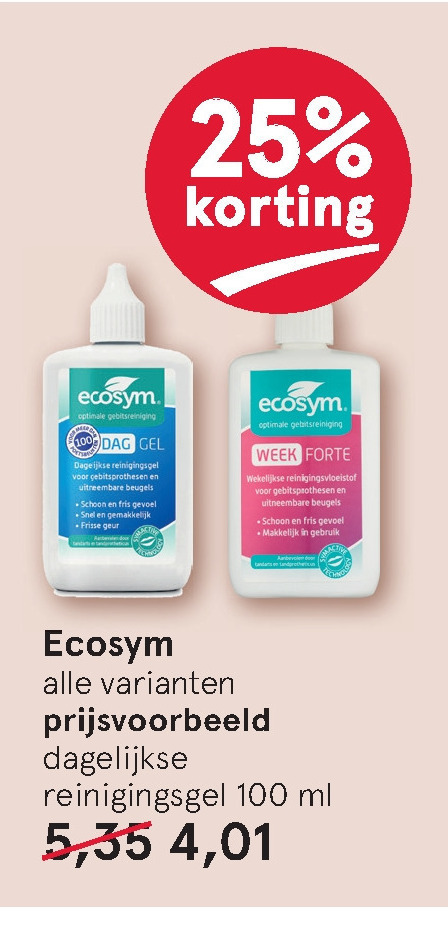 Door weer Grondwet Ecosym kunstgebit verzorging folder aanbieding bij Etos - details