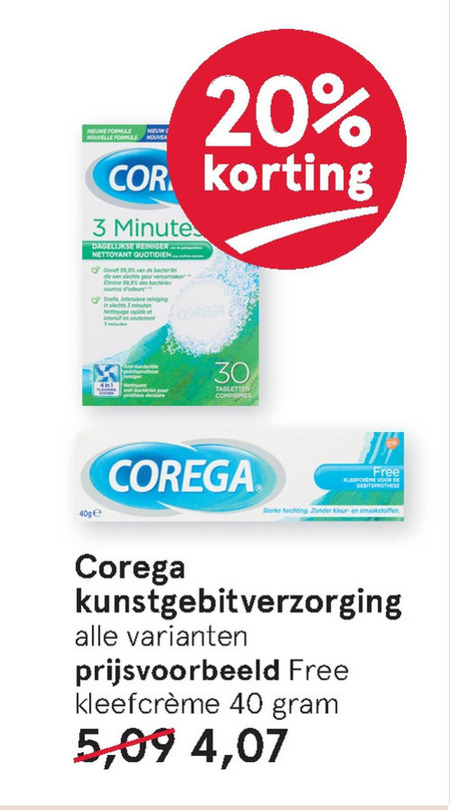 Corega   kunstgebit verzorging folder aanbieding bij  Etos - details