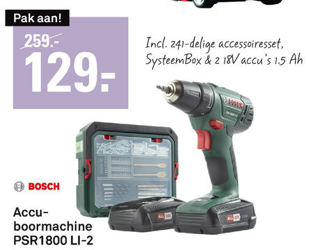 Bosch   accuboormachineset folder aanbieding bij  Karwei - details