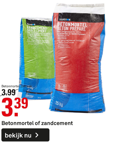 Handson   betonmortel, zandcement folder aanbieding bij  Karwei - details