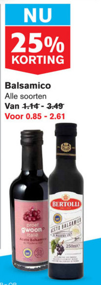 Bertolli   balsamicoazijn folder aanbieding bij  Hoogvliet - details