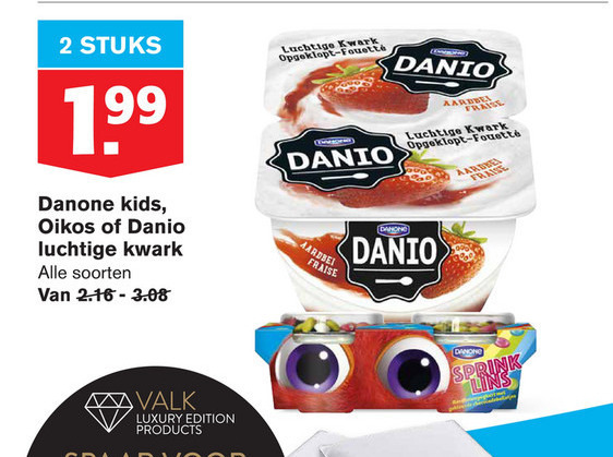 Danone Danio   vruchtenyoghurt, kwark folder aanbieding bij  Hoogvliet - details