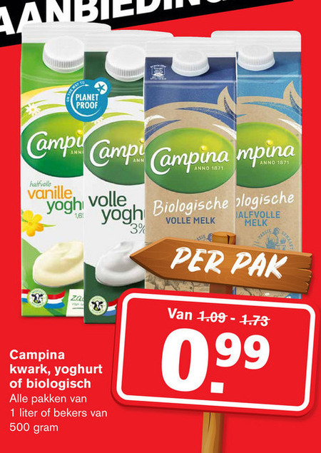 Campina   kwark, melk folder aanbieding bij  Hoogvliet - details