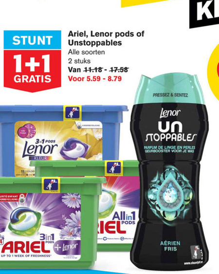 Lenor   wasverzachter, wasmiddel folder aanbieding bij  Hoogvliet - details