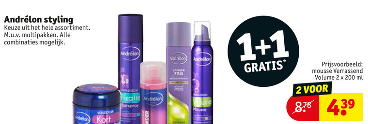 Andrelon   hairspray, haarmousse folder aanbieding bij  Kruidvat - details