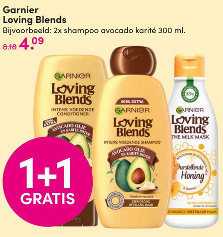 Garnier Loving Blends   conditioner, shampoo folder aanbieding bij  DA - details