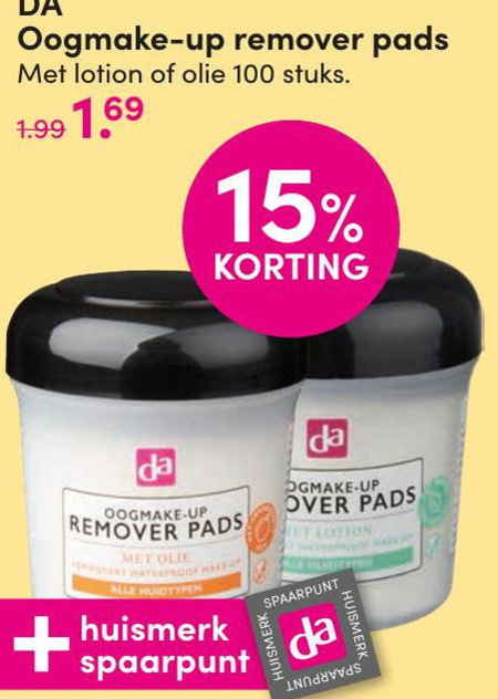 DA Huismerk   make-up remover folder aanbieding bij  DA - details