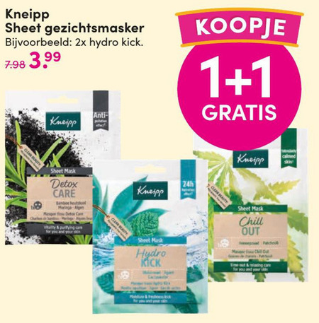 Kneipp   gezichtsmasker folder aanbieding bij  DA - details