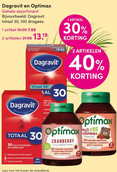 Optimax   multivitaminen folder aanbieding bij  DA - details