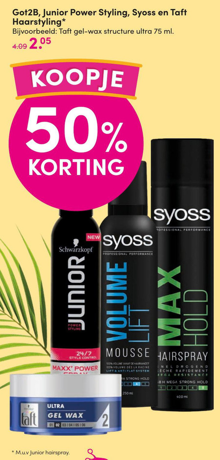 Junior   haargel, hairspray folder aanbieding bij  DA - details