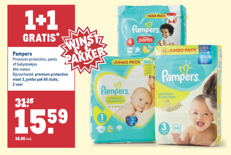 Pampers   luiers, luierbroekjes folder aanbieding bij  Makro - details