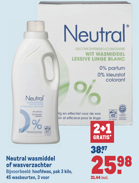 Neutral   wasverzachter, wasmiddel folder aanbieding bij  Makro - details