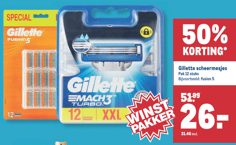 Gillette   scheermesjes folder aanbieding bij  Makro - details