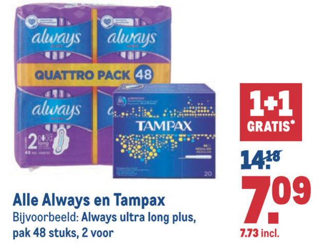 Tampax   tampons, maandverband folder aanbieding bij  Makro - details