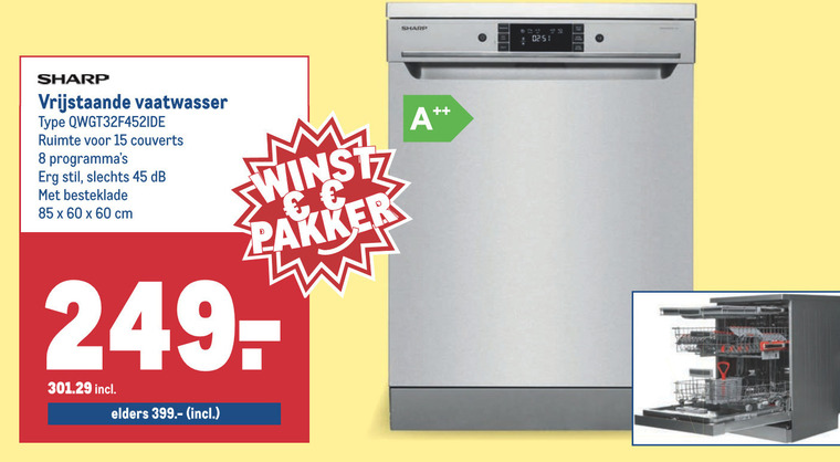 Sharp   vaatwasmachine folder aanbieding bij  Makro - details