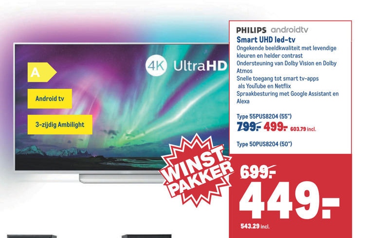 Philips   4k ultrahd televisies folder aanbieding bij  Makro - details