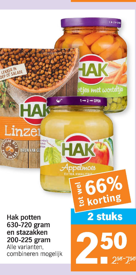 Hak   bonen, appelmoes folder aanbieding bij  Albert Heijn - details