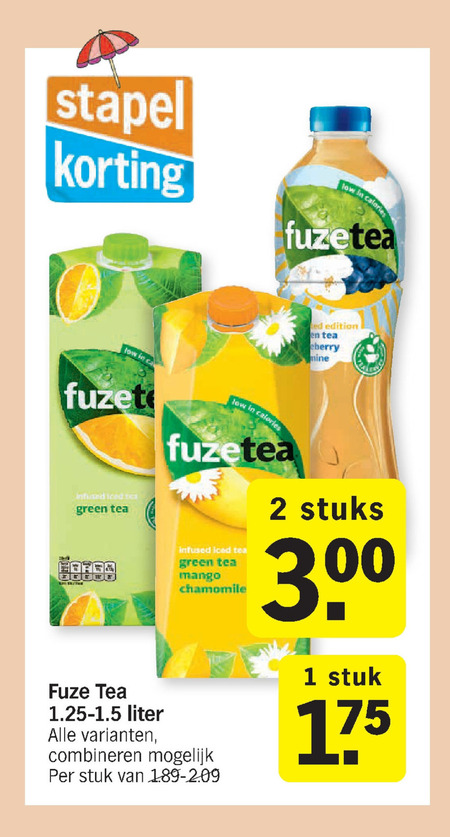 Fuze Tea   ice tea folder aanbieding bij  Albert Heijn - details