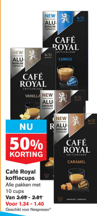 Cafe Royal   koffiecups folder aanbieding bij  Hoogvliet - details