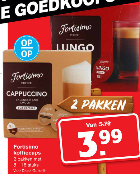 Fortissimo   dolce gusto capsules folder aanbieding bij  Hoogvliet - details