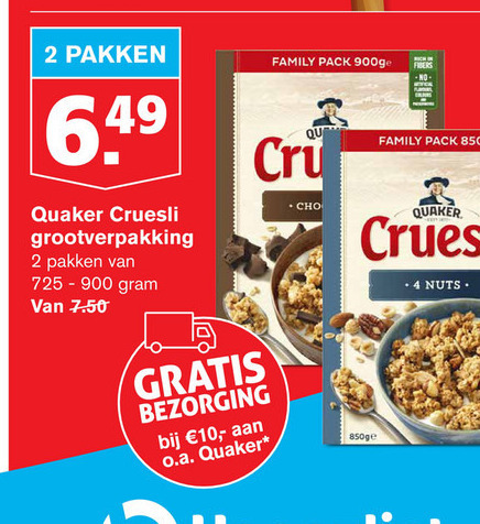 Quaker   cruesli folder aanbieding bij  Hoogvliet - details