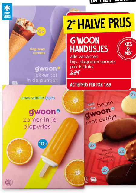 Gwoon   ijscornets, ijslollies folder aanbieding bij  Jan Linders - details