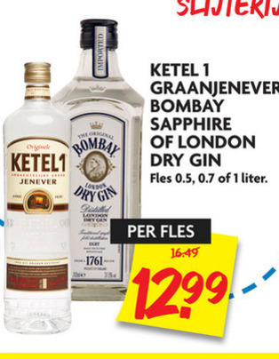 Bombay Sapphire   gin, jenever folder aanbieding bij  Dekamarkt - details