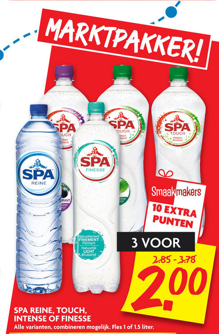 Spa en Fruit   fruitdrank, mineraalwater folder aanbieding bij  Dekamarkt - details