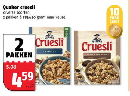 Quaker   cruesli folder aanbieding bij  Poiesz - details