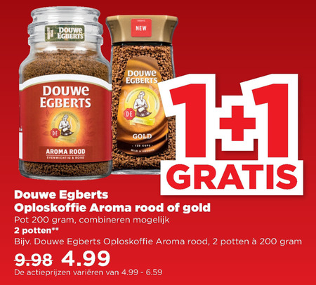 Douwe Egberts   oploskoffie folder aanbieding bij  Plus - details