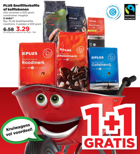 Plus Huismerk   koffie, koffiebonen folder aanbieding bij  Plus - details