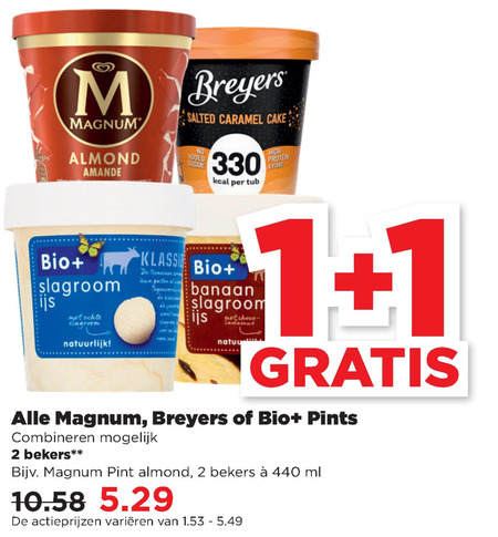 Magnum   ijsspecialiteit folder aanbieding bij  Plus - details